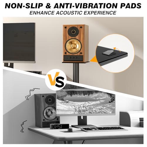 5Rcom Universal Speaker Stands for Surround Sound with 360° Swivel，Height Adjustable Bookshelf Speakers Stand from 32" to 43" with Cable Management, Speaker Stands Pair with Nonslip Pad Easy Install