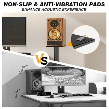 5Rcom Universal Speaker Stands for Surround Sound with 360° Swivel，Height Adjustable Bookshelf Speakers Stand from 32" to 43" with Cable Management, Speaker Stands Pair with Nonslip Pad Easy Install