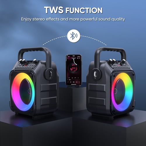 Karaoke Machine, Portable Bluetooth Speaker with 2 Wireless Microphones for Adults & Kids with Lights, Karaoke Microphone with PA System Supports USB/TF/REC/FM/AUX for Home Party Home System Packages - size: 2 Mics