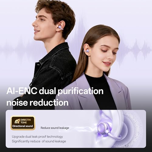 Open Ear Earbuds Open Ear Headphones Wireless Bluetooth 35Hrs Playtime Stereo Sound Ear Buds Wireless Charging Case Digital Display Open Earbuds for Running, Workout, Travel, and Daily Use (Black) - color: Black