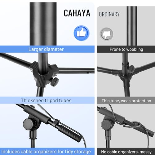 CAHAYA Mic Stand Floor Adjustable - Tripod Boom Arm Microphone Stand with Carrying Bag 2 Mic Clips 3/8" to 5/8" Adapter for Singing Podcast Compatible with Blue Yeti Shure SM58 SM48 Fifine K669B - color: Black, style: Standard Version
