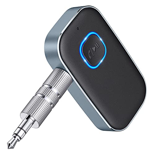 COMSOON Bluetooth AUX Adapter for Car, Wireless Audio Receiver | Noise Reduction Bluetooth Receiver for Music/Hands-Free Calls/Home Stereo/Speaker, 16H Battery Life/Dual Connect (Black+Gray) - color: Black+Gray