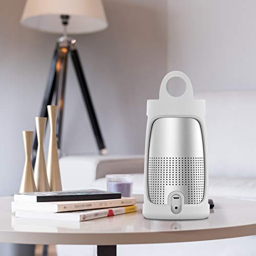 Geekria Silicone Speaker Case Cover Compatible with Bose SoundLink Revolve/Revolve II, Shockproof Protective Soft Skin Sleeve with Keychain Hook, Portable Travel Carrying Case (White) - color: White
