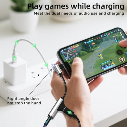 for iPhone Aux Adapter for 14 13 Pro Max Lightning to 3.5mm Headphone Jack (2in1) for Apple Mfi Certified Audio Charger Dual Accessories Charging Dongle Stereo Earphone Power Cable Tablet Converter