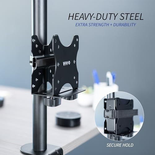 VIVO Adjustable Thin Client Mini PC Mount Bracket, CPU VESA Under Desk and Monitor Arm Computer Holder, Black, MOUNT-PC05C