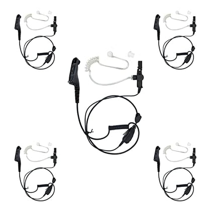 PROMAXPOWER [5-Pack] 1-Wire FBI Security Acoustic Clear Tube Earpiece Headset with PTT Mic Compatible with Motorola Two-Way Radios XPR7350e, XPR7550e, XPR7580, XiR-P8268, MTP850S, APX900, APX4000 - size: 5-Pack