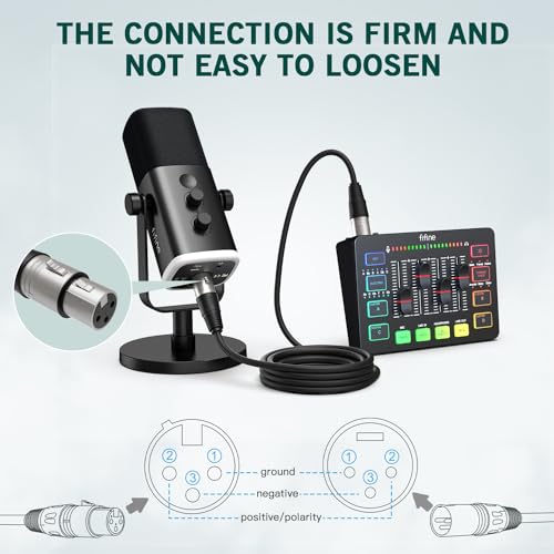 FIFINE Microphone Boom Arm with XLR Cable Bundle, Mic Arm Stand with 3/8” to 5/8” Adapter, Desk Clamp, 10ft Microphone Cable Audio Cord Compatible with XLR Mic, Audio Mixer for Recording (CS1+L9)