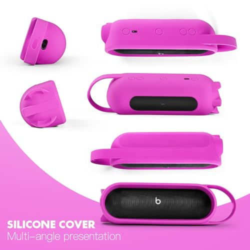 Silicone Cover for Beats Pill Portable Bluetooth Speaker Storage Bag Speaker Holder Travel Bag (Purple) - color: Purple