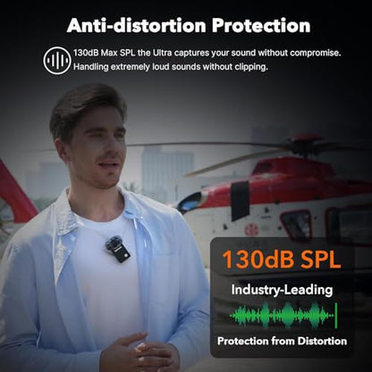 Saramonic Ultra Wireless Lavalier Microphone, 32-Bit Float Recording, Timecode Sync, Noise Cancellation, IPX5 Water Resistance, 984’ Range, 130dB SPL, for Cameras, Smartphones, Computers (ULTRA01)