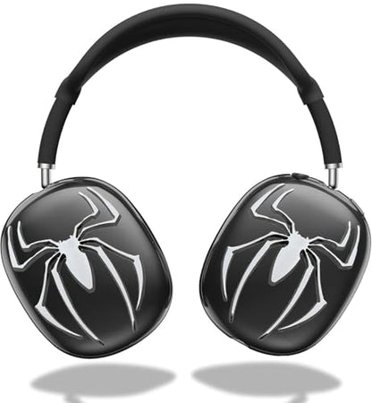 Case Cover for AirPods Max Headphones,Clear Soft Ear Cups Cover Accessories for AirPods Max 2/1 (2026/2024/2020) (Black Case+White Spider) - color: Black Case+White Spider