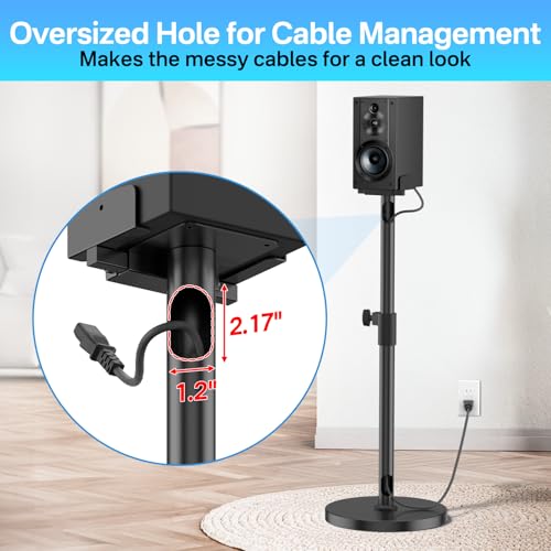 Heavy-Duty Speaker Stands Pair for Sony Speaker Stands SS-CS5/SS-CS5M2/SS-CS8/SA-Z9R with Soundbar Mounts, Adjustable Dual Side Fits for 5–11" Surround Sound Speakers WR Cable Management