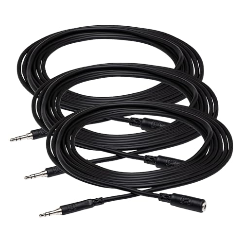 HOSA MHE-125 3.5 mm TRS to 3.5 mm TRS Headphone Extension Cable, 25 Feet (Pack of 3) - size: 25 feet (Pack of 3)