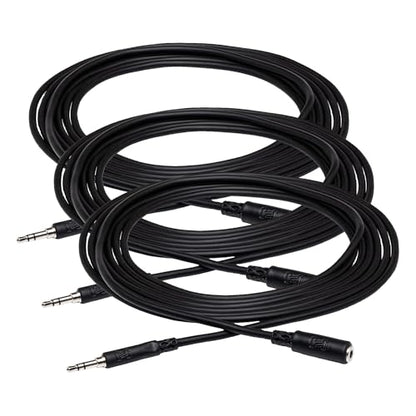 HOSA MHE-125 3.5 mm TRS to 3.5 mm TRS Headphone Extension Cable, 25 Feet (Pack of 3) - size: 25 feet (Pack of 3)