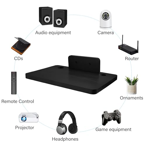 BAMTALK Floating Wall Mounted AV TV Shelf, Wooden DVD DVR Mount Component Shelves for Players, Projector, PS4, Xbox, Game Console, Cable Boxes, Games Consoles, TV Accessories