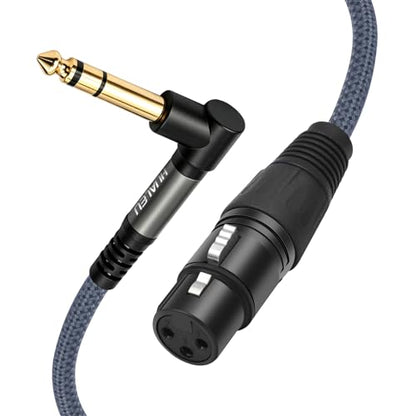 16FT Right Angle 1/4 TRS Male to 3Pin XLR Female Microphone Cable,6.35mm TRS to XLR Female-2Pack - color: 16Feet