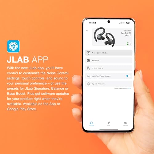 JLab Epic Air Sport ANC Gen 2 True Wireless Bluetooth Earbuds, Headphones for Working Out, IP66 Sweatproof, 15-Hour Battery Life +55-Hour Charging Case, Music Controls, 3 EQ Sound Settings - style: ANC Gen 2