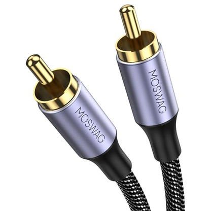 MOSWAG Digital Coaxial Audio Cable Subwoofer RCA Cable for Home Theater 3FT | 24K Gold Plated Nylon Braided Shielded OFC Conductor Compatible with TV PS4 DVD Car Sound System Hi-Fi Mixer Amp Receiver - size: 3 FT/1M