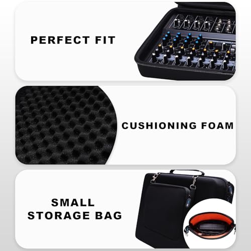 Case for Mackie Mix12FX/Behringer Xenyx 1202SFX 12-Channel Mixer | w/ Small Storage Bag, Hard Travel Protective Case