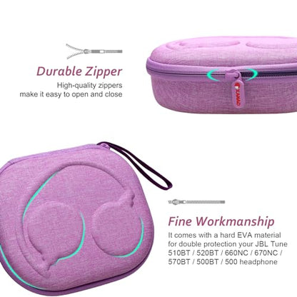 XANAD Hard Case for Bose QuietComfort, QC Ultra, QC 45, QC 35, QC45 SE, QC SE or Skullcandy Crusher Evo, Hesh ANC, Hesh Evo, Crusher ANC 2, Crusher, Riff 2 Noise Headphones（Outer Purple+Inner Purple） - color: Outer Purple+Inner Purple