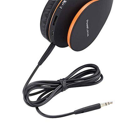 PowerLocus Wireless Bluetooth Over-Ear Stereo Foldable Headphones, Wired Headsets Rechargeable with Built-in Microphone for iPhone, Samsung, LG, iPad (Orange) - color: Orange