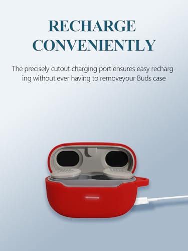 Case for JBL Endurance Race TWS True Wireless Sports Earbuds, WUNIAK Soft Silicone Protective Portable Scratch Shock Resistant Shell with Cleaner Kit & Carabiner & Lanyard,Red - color: RED