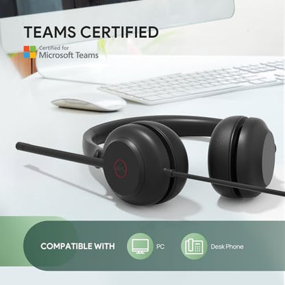 Yealink UH35 Wired Headset,USB-A,AI Noise Canceling Mic,Call Control,On-Ear | Teams/Zoom Certified, Dual-Ear Headphones, Plug & Play for PC/Laptop/IP Phone,Easy Mute, Busylight,Home Office Online Meeting - color: USB-A (Teams), size: Dual-Ear