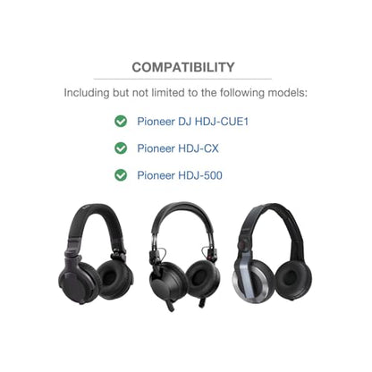 Headband Cushion Cover Compatible with Pioneer DJ HDJ-CUE1, HDJ-CX, HDJ-500 On-Ear DJ Headphone, 6mm Thick Soft Cushion for Pressure Relief, No Wobble Zipper Slider, with Hanging Loop