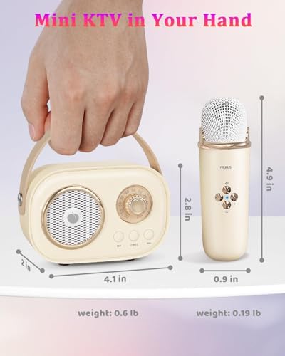 PRUNUS C20 Mini Karaoke Machine,Valentines Day Gifts Her Him Kids Mens - color: C20-Beige