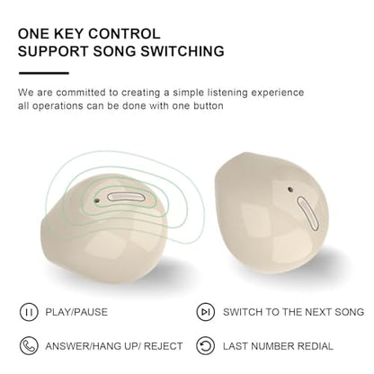 Smallest Invisible Earbuds Wireless Ear Buds Bluetooth in Ear Mini Discreet Small Tiny Earpiece Sleep Earbuds Hidden with Charging Case Headphones for Small Ears Work Sleeping Android iOS Yellow - color: Yellow
