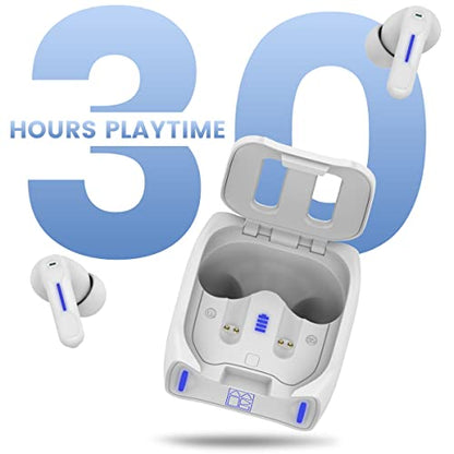 SW4 Wireless Earbuds for PC/Computer/Laptop - App Control - Dongle & Bluetooth - 30ms Low Latency - Headset with Mirophone for PC - Gaming Headset - Work Headphones - Headset for Work (White)