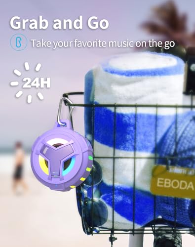EBODA Waterproof Speaker Shower Bluetooth Portable Gift for Teenage Girls | IP67 Wireless Small Speakers, Loud Clear Sound, Floating, 24H Playtime for Home, Beach, Kids, Teen Boys Trendy Stuff-Purple - color: Purple