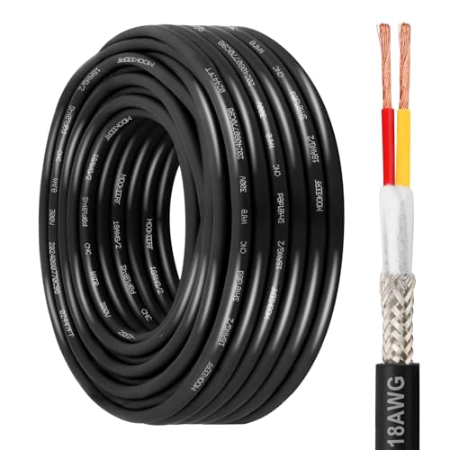 MOOKEERF 18/2 Shielded Wire 50FT,18AWG 2 Conductor Shielded Cable Stranded Pure Copper CNC Wire for CNC Router Machine,CNC VFD Spindle,3D Printer,Stepper Motor,Transformer,etc. - size: 50FT, style: 18AWG(2 Conductor)