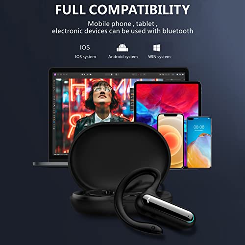 Open Ear Headphones Bluetooth Earpiece 5.2 with Dual Microphone Noice Cancelling Trucker Bluetooth Headset Wireless Single Ear Phone Ear Piece for Cell Phone Office Business Driver No In-ear Earphones