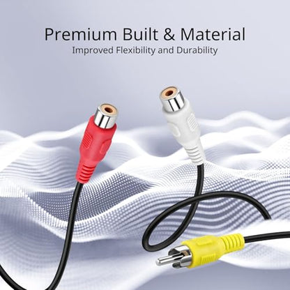 TNP 3 RCA Extension Cable, Male to Female AV Composite Cable, 15FT | Red, White and Yellow Connectors Extend Composite Video and Stereo Audio Links for Dvd Players, Tvs, Stereos and Amplifiers - size: 15FT