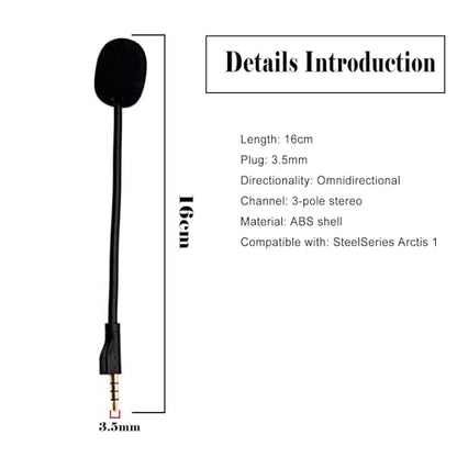 SteelSeries Arctis 1 Wireless Gaming Headset Replacement Microphone, Compatible with PS4 PS5 Xbox One Xbox Series X PC 3.5mm Jack, 360 Degree Bendable, Clear Sound Quality with Noise Reduction