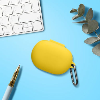 kwmobile Cover for Bose QuietComfort Earbuds Case - Silicone Cover for Earbuds Charging Case - Protective Headphone Holder with Carabiner Clip - Yellow - color: yellow