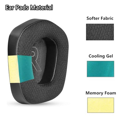 G733 Cooling Gel Ear Pads Replacement Compatible with Logitech G733 G535 G335 Wireless Gaming Headset Ear Cushions Mesh Fabric Earpads