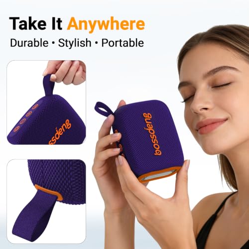 Waterproof Portable Bluetooth Speaker, Lights & Lanyard, Purple | Compact Wireless Outdoor Speaker, 10H Playtime, Bluetooth 5.3 Stable Connection IPX5 for Beach, Camping, Travel and Shower - color: Purple