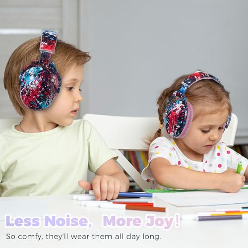 Kids Ear Protection Safety Ear Muffs, NRR 25dB Noise Reduction Children Earmuffs, Hearing Protectors for Sleeping, Studying, Airplane, Concerts, Fireworks-Red Pigment with Pink Band - color: Pink Bandred Pigment