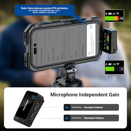 NEEWER CM26 MAX AI Wireless Lav Mic Compatible with iPhone 17 16 15 Android Camera PC, USB C Plug & Play App Control, 2 Level Noise Cancellation, 50h Total Battery, 120m Range, Apple MFi Certified