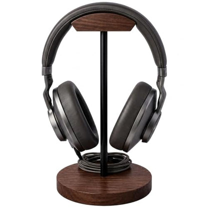 Headphone Holder Stand for Desk, Wood and Metal Headset Hanger Mount Hook Gaming Holder Desktop Earphone Artful Functional Craftsmanship Stand for All Headsets with Solid Wooden Base - style: Walnut