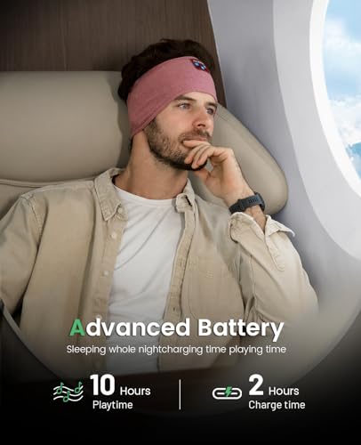 Perytong Sleep Headphones Wireless, Bluetooth Sports Headband Headphones with Ultra-Thin HD Stereo Speakers Perfect for Sleeping,Workout,Jogging,Yoga,Insomnia, Air Travel, Meditation (Brick-Red) - color: Brick Red