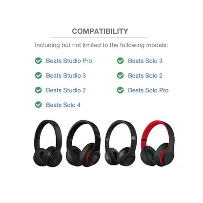 Headband Cushion Cover Compatible with Beats Studio Pro, Studio 3, Studio 2, Solo 4, Solo 3, Solo 2, Solo Pro Headphones, 6mm Thick Soft Cushion, No Wobble Zipper Slider, with Hanging Loop
