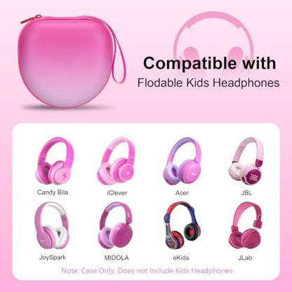 Kids Headphone Case, Gradient Hot Pink(Case Only) | Compatible with Candy Bila, iClever, JBL, acer, JoySpark, MIDOLA, EarFun, IMYB, noot Products Kids Headphone - color: Gradient Rose-red