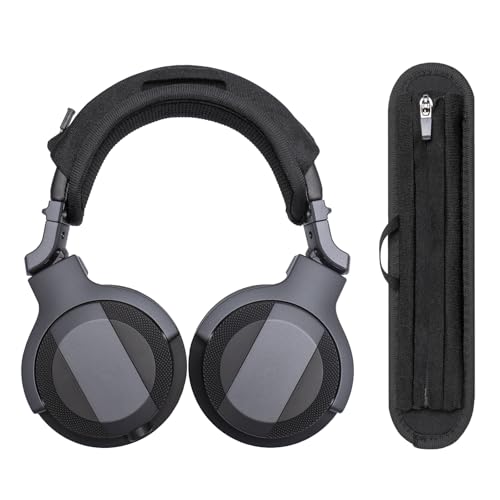 Headband Cushion Cover Compatible with Pioneer DJ HDJ-CUE1, HDJ-CX, HDJ-500 On-Ear DJ Headphone, 6mm Thick Soft Cushion for Pressure Relief, No Wobble Zipper Slider, with Hanging Loop