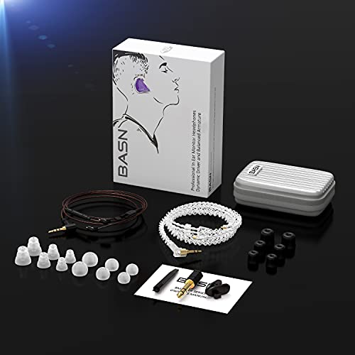 BASN Bmaster Triple Drivers in Ear Monitor Headphone with Two Detachable Cables Fit in Ear Suitable for Audio Engineer, Musician (Purple) - color: Purple