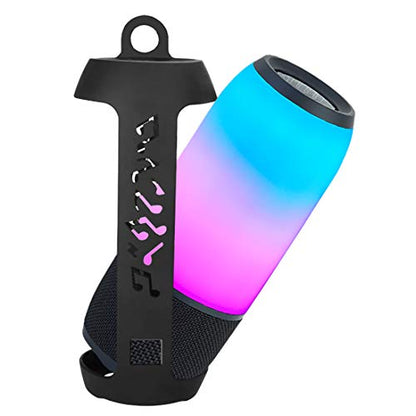 Linkidea Silicone Speaker Case Cover Compatible with JBL Pulse 3 Wireless IPX7 Waterproof Speaker, Protective Soft Skin Sleeve Travel Carrying Pouch with Keychain Hook (Black)