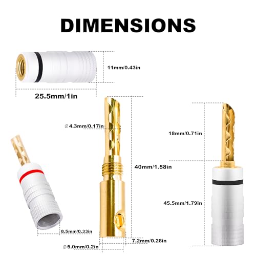 BFA 4mm Banana Plugs Speaker Connectors 8pcs