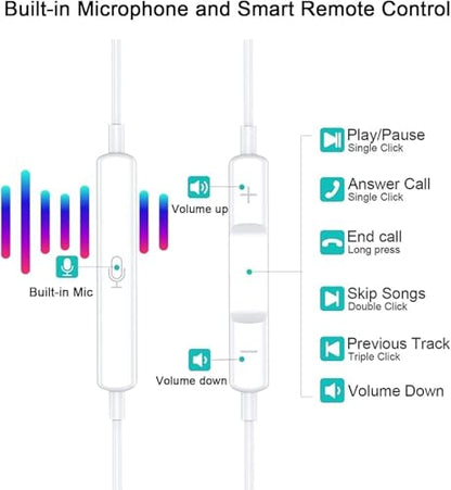 [Apple MFi Certified] Wired Headphones for iPhone Earbuds with Lightning,2 Pack Built-in Mic & Volume Control HiFi Stereo Nosie Reduction in-Ear Earphones Compatible with iPhone 14/13/12/11/XR/XS/X