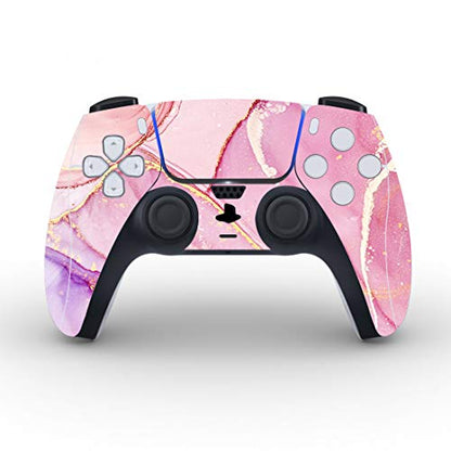PlayVital Cosmic Pink Gold Marble Effect Full Set Skin Decal for ps5 Console Disc Edition, Sticker Cover for ps5 Controller & Charging Station & Headset & Media Remote - color: Cosmic Pink Gold Marble